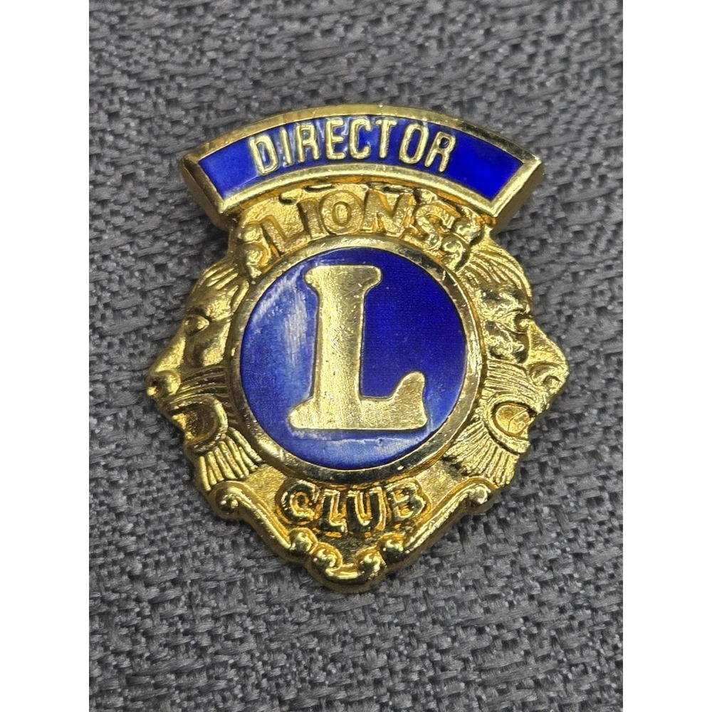 Vintage Lions Club Director Lapel Pin Blue Gold Tone Enamel Officer Badge